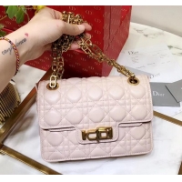 Good Looking Miss Dior CD Logo Shoulder Bag in Cannage Lambskin 500814 Pale Pink 2019