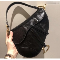 Shoulder Carry Dior Python Saddle Bag 500819 Black 2019