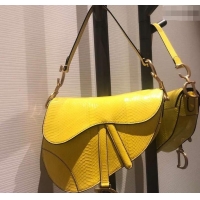 Good Product Dior Python Saddle Bag 500822 Yellow 2019