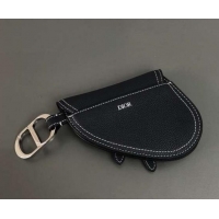 Stylish Dior Grained Calfskin Key Ring Saddle Zipped Purse 500828 Navy Blue 2019