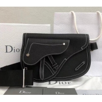 Discount Dior DIOR X KAWS Grained Calfskin Pouch Saddle Shoulder Bag 500831 Black 2019