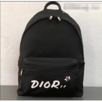 Best Quality Dior Nylon Bee DIOR X KAWS Rider Backpack Bag Black with White Logo 500834 2019