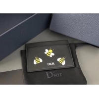 New Design Dior Calfskin DIOR X KAWS Card Holder Black with Yellow Bees 500842 2019