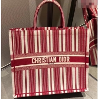 Best Price Dior Book Tote Bag In Striped Canvas CD500852 Red 2019