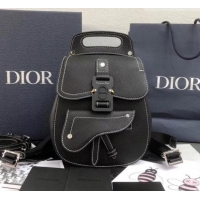 Crafted Dior Saddle Grained Calfskin Backpack Small Bag CD500854 Black 2019