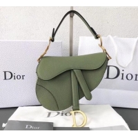 Top Quality Dior Mini Saddle Bag in Grained Calfskin CD500867 Light Green 2019