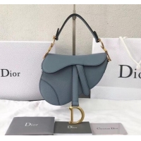 Classic Practical Dior Mini Saddle Bag in Grained Calfskin CD500867 Baby Blue 2019