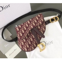 Pretty Style Dior Oblique Jacquard Canvas Saddle Belt Clutch Bag CD510011 Burgundy