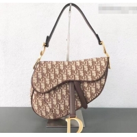 Discount Dior Oblique Jacquard Canvas Medium Saddle Bag CD510011 Coffee 2019