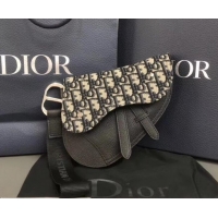 Top Grade Dior Oblique Jacquard Canvas Saddle Pouch Clutch Bag CD510014 Blue 2019