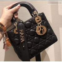 Expensive Lady Dior My ABCDior Bag in Cannage with Badges CD510034 Black/Gold 2019