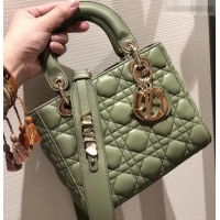 Classic Practical Lady Dior My ABCDior Bag in Cannage with Badges CD510034 Green 2019