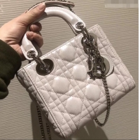 Fashion Lady Dior Mini Bag in Cannage with Chain 510042 Pearl Pale Pink