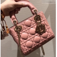 Fashion Lady Dior Mini Bag in Cannage with Chain 510042 Pink