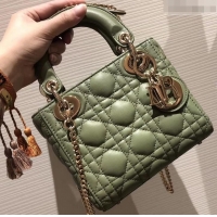 Classic Hot Lady Dior Mini Bag in Cannage with Chain 510042 Green