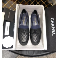 Hot Sell CHANEL 3CM HEEL LAMBSKIN LOAFERS G34345 BLACK 2019