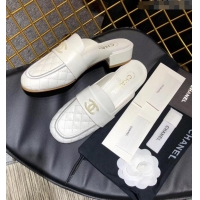 Good Product CHANEL 3CM HEEL LAMBSKIN SANDALS G34568 WHITE 2019