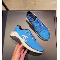 Low Cost Design CHANEL FABRIC SNEAKERS G34763 BLUE 2019