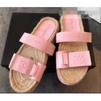 Low Cost Chanel Logo Magic Loop Mules Slipper Sandals Espadrilles G95301 Pink 2019