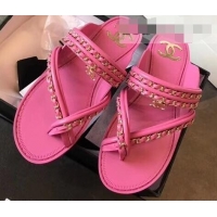 Hot Sell Chanel CC Logo Chain Thong Sandals G951307 Fuchsia 2019