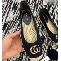 Low Price Gucci Crochet Espadrille With Pearls Double G 524974 Black