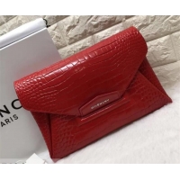 Best Quality Givenchy Large Envelope Embossed Crocodile Clutch 501436 Red