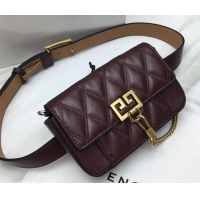 Duplicate Givenchy GV3 Lambskin Belt Bag 501450 Burgundy