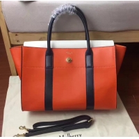 Luxury Hot MULBERRY BAYSWATER WITH STRAP CLASSIC GRAIN ORANGE/WHITE 516012