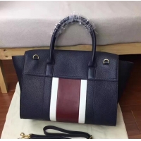 Luxury MULBERRY BAYSWATER WITH STRAP CLASSIC GRAIN DARK BLUE/BURGUNDY 51601