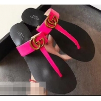 Imitation Charming Gucci Leather Thong Sandals with Double G 497444 Fuchsia