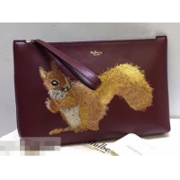 Hot Style Mulberry Squirrel Embroidery Zip Wallet Purplish 516018 Red