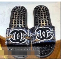 Good Taste Chanel CC Logo Sole Massage Mules Slipper Sandals 951501 Black 2019