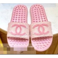 Popular Chanel CC Logo Sole Massage Mules Slipper Sandals 951501 Pink 2019