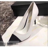 Shop Duplicate Chanel Pearl Heel 8.5cm Pumps G31983 White 2019