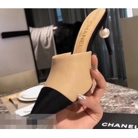 Popular Style Chanel Pearl Heel 8.5cm Mules G32100 Apricot 2019