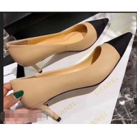 Buy Fashionable Chanel Heel 6.5cm Pumps 9051404 Apricot 2019