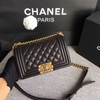 Imitation Boy Chanel Flap Shoulder Bag Sheepskin Leather A67085 Black Gold