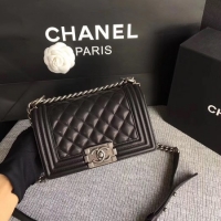 Low Cost Boy Chanel Flap Shoulder Bag Sheepskin Leather A67085 Black Silver