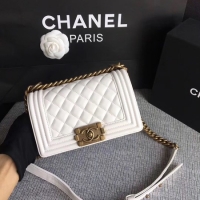 Top Quality  Boy Chanel Flap Shoulder Bag Sheepskin Leather A67085 White Gold