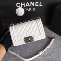 Grade Quality Boy Chanel Flap Shoulder Bag Sheepskin Leather A67085 White Silver