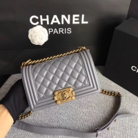 Cheapest Boy Chanel Flap Shoulder Bag Sheepskin Leather A67085 Grey Gold