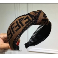 Buy Classic Fendi FF Logo Twill Headband F89605 Brown/Black 2018 