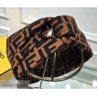 Ladies Cheapest Fendi FF Print Headband Brown F89606 2018