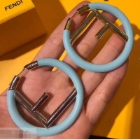 Luxury Classic Fendi F Is Fendi Loop Earrings F9108173 Sky Blue