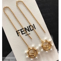 Low Price Fendi F Is Fendi Long Chain Pearl Earrings F93500