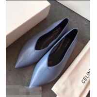 Low Cost Celine Soft V Neck Slipper Flat C80301 Blue