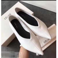 Fashion Low Price Celine Soft V Neck Slipper Flat C80301 White