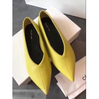 Imitation Low Price Celine Soft V Neck Slipper Flat C80301 Yellow