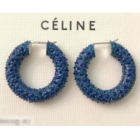 Fashion Low Price Celine Crystal Ring Earrings C93001 Blue