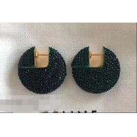 Imitation Celine Round Crystal Earrings Emerald C02028 Green